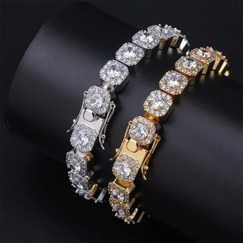 

10mm Cubic Zirconia Iced Out Crystal Covered Bling Lab Cz Diamond Full CZ Men Tennis Bracelet