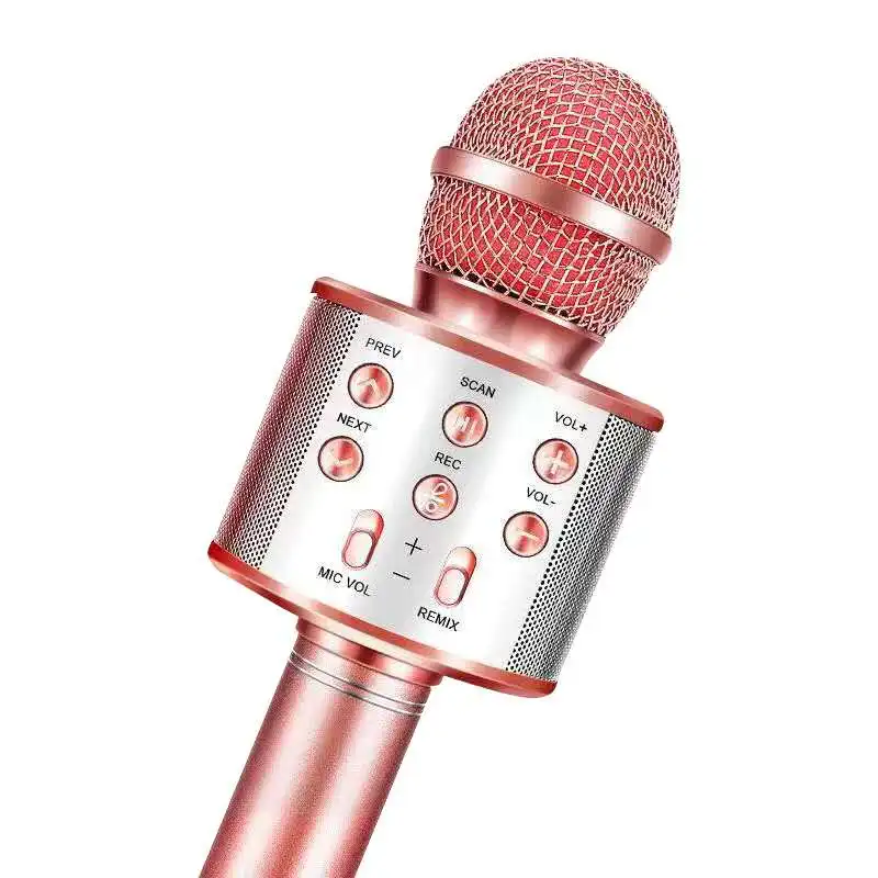 

Speaker Wireless Microphone USB Portable Handheld KTV Children Toy Mobile Sing Mike Karaoke Microphone WS 858 For Smartphone, Gold/black/silver/rose gold/blue/pink