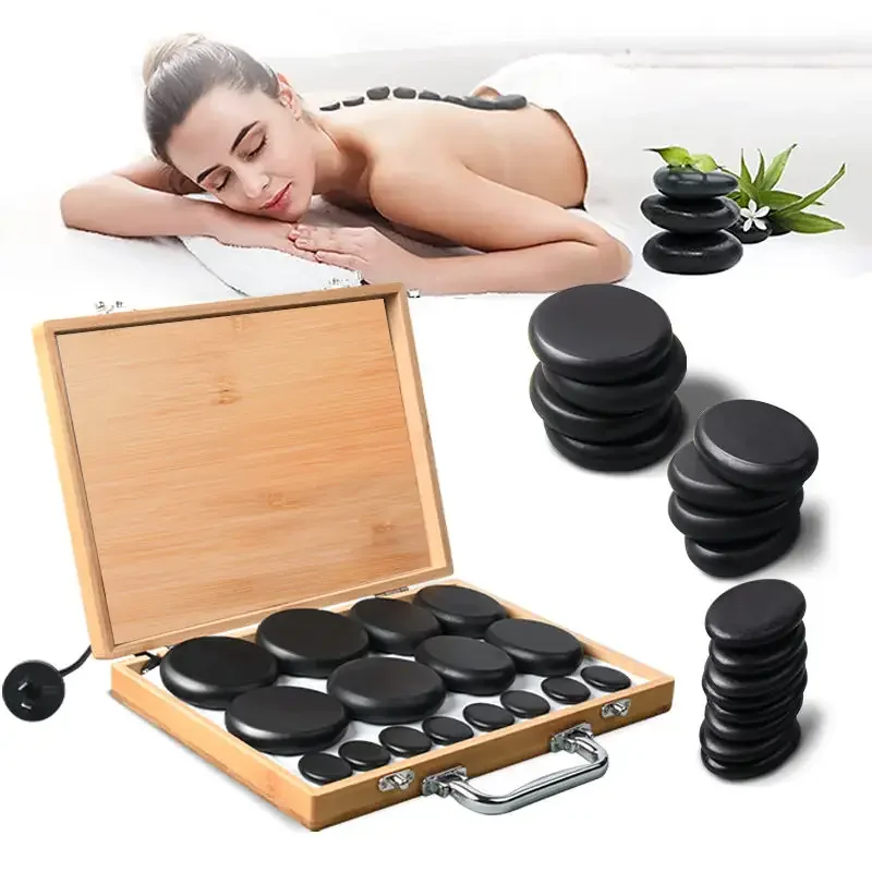

16pcs/set Professional Hot Stone Massage Kit with Aluminum Box for Home Spa Relaxing Hot Stone Massage Set With Heater