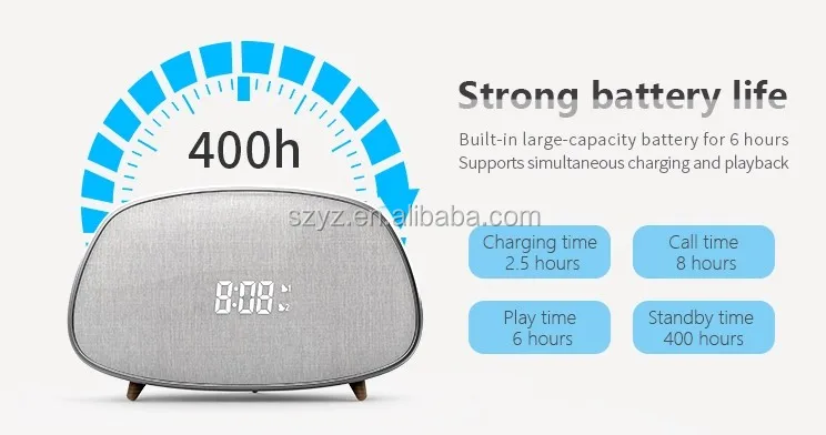 New arrival hot sale wood portable customized logo printed wireless bluetooths alarm clock speaker - ANKUX.COM