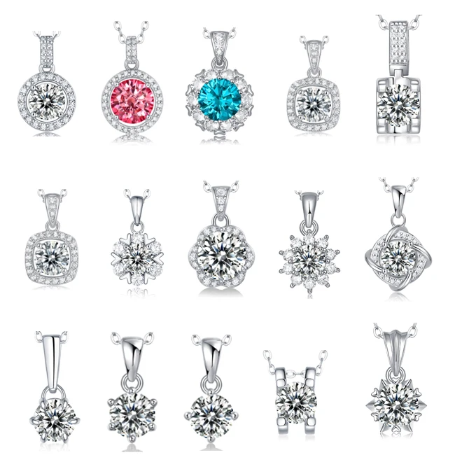 

RINNTIN SMN custom 925 sterling silver women shiny moissanite diamond pendant necklace jewelry