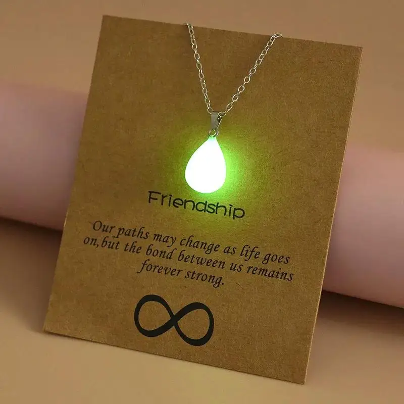 

Charm Glow in the Dark Necklace Luminous Water-drop Star Heart Pendant Necklace Fashion Party Jewelry women girls beauty