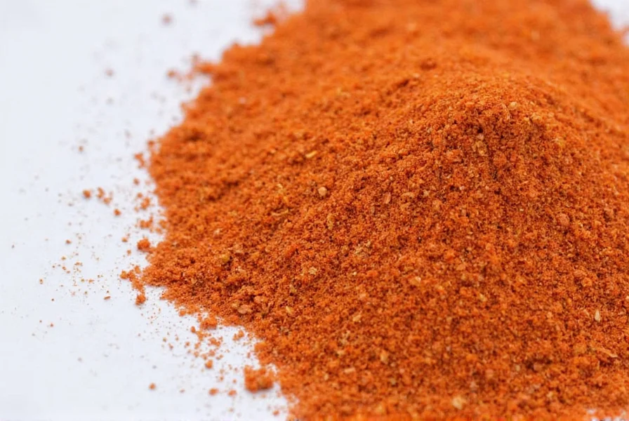 Homemade cayenne flakes displayed next to other spices on a rustic table