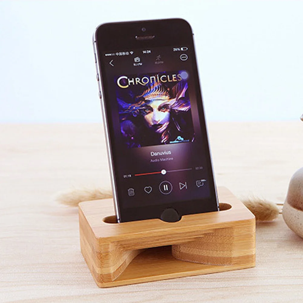 

Wood bamboo Desk Phone Holder Stand for Smart Phone Tablet Mobile Holder, Black