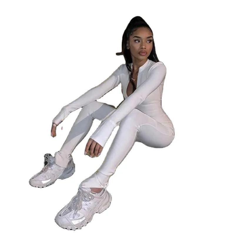 

New Autumn Women Clothes Plus Size Outfits White One Piece Womens Rompers Jumpsuits Sexy, White/black