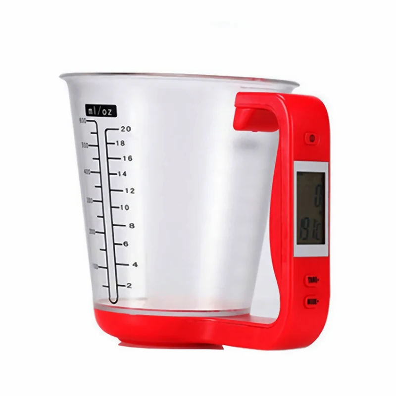 

High Precise Electronic Kitchen Food Scale ABC Plastic Measuring Digital Scale Cup, Green, red and black