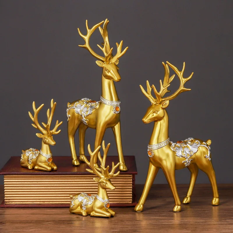 

Wholesale nordic suit auspicious elk deer resin ornaments accessories home decoration pieces luxury