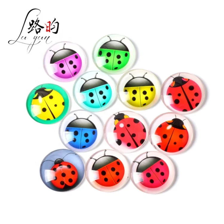 

hot sale 3d cute cartoon ladybug animal pattern Glow in the dark glass magnetic whiteboard fridge magnet