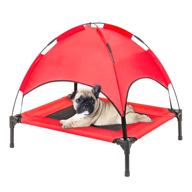 

Wholesale Elevated Dog Bed Outdoor Cooling Portable Foldable Pet Cot with Canopy Shade Tent & Carry Along Travel Bag