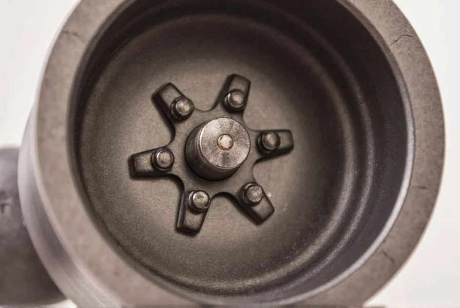 Close-up view of hexmill pepper grinder mechanism showing six-sided milling surface