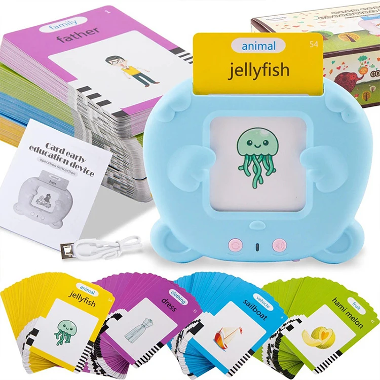 

D090 Kid Early Education Voiced Electronic Spanish & English Bilingual Language Flash Card Reading Talking Learning Machine Toy
