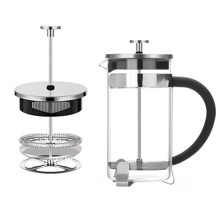 

Transparent 1000ml customize logo belgian coffee french press stainless steel