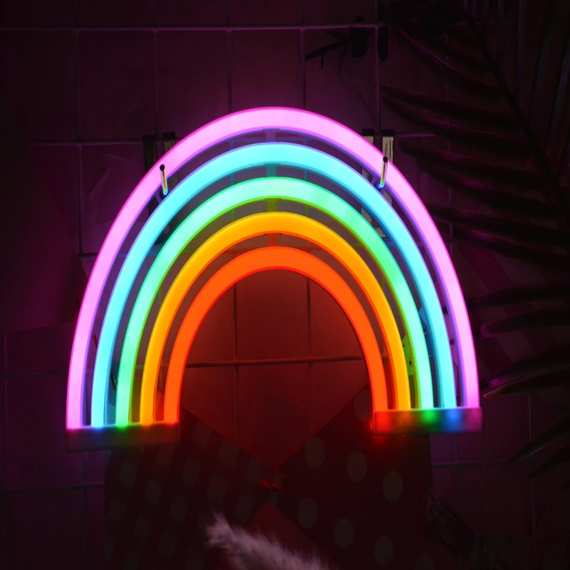 New Cute Rainbow Neon Sign LED Rainbow Light Lamp for Dorm Decor Rainbow Decor Neon Lamp Wall Decor