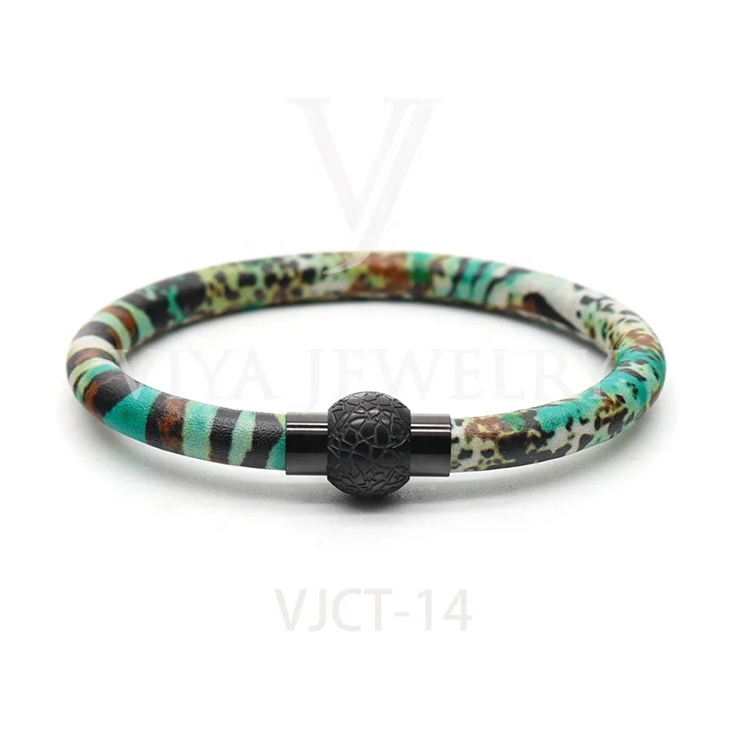 

Fashion Army jewelry camouflage print bracelet genuine cow leather bracelet supplier