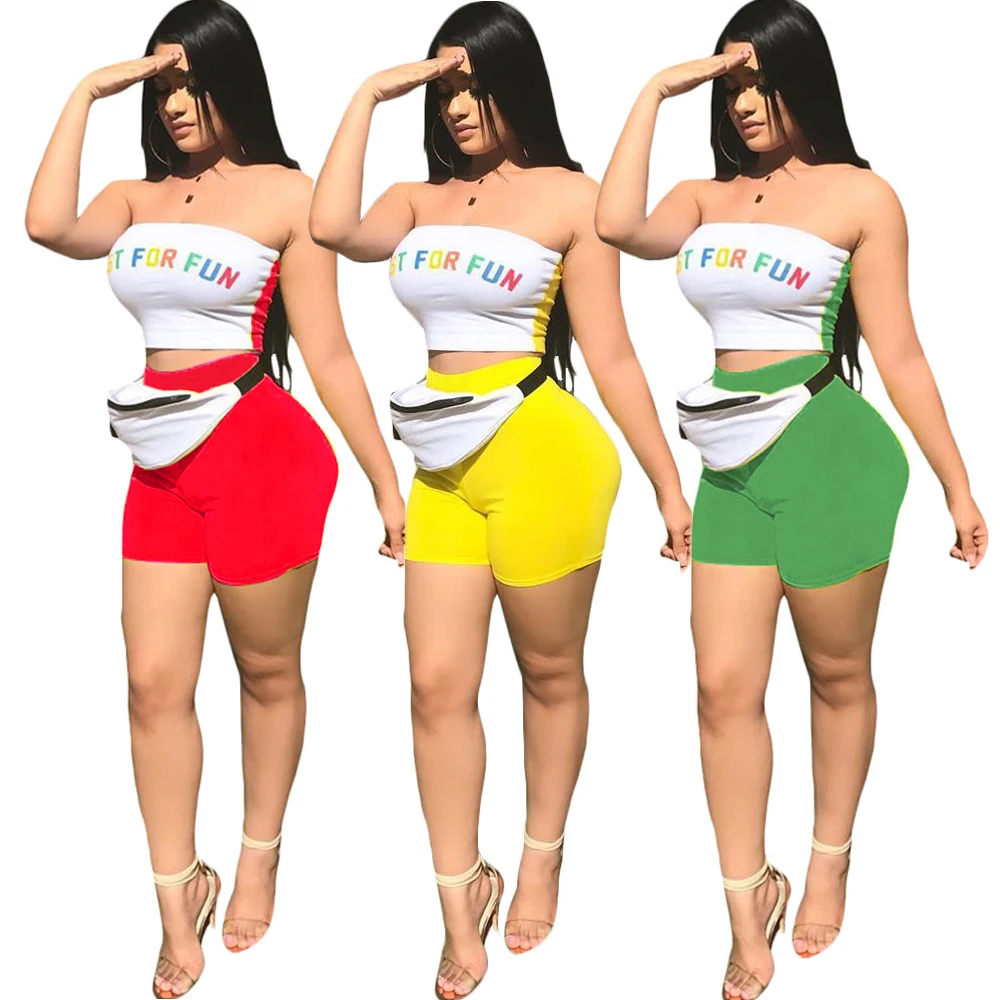 

New Design Trendy Hot drilling Fitness Crop Top And Shorts Two Piece Set Women Gym Sport Clothing Summer, As shown picture