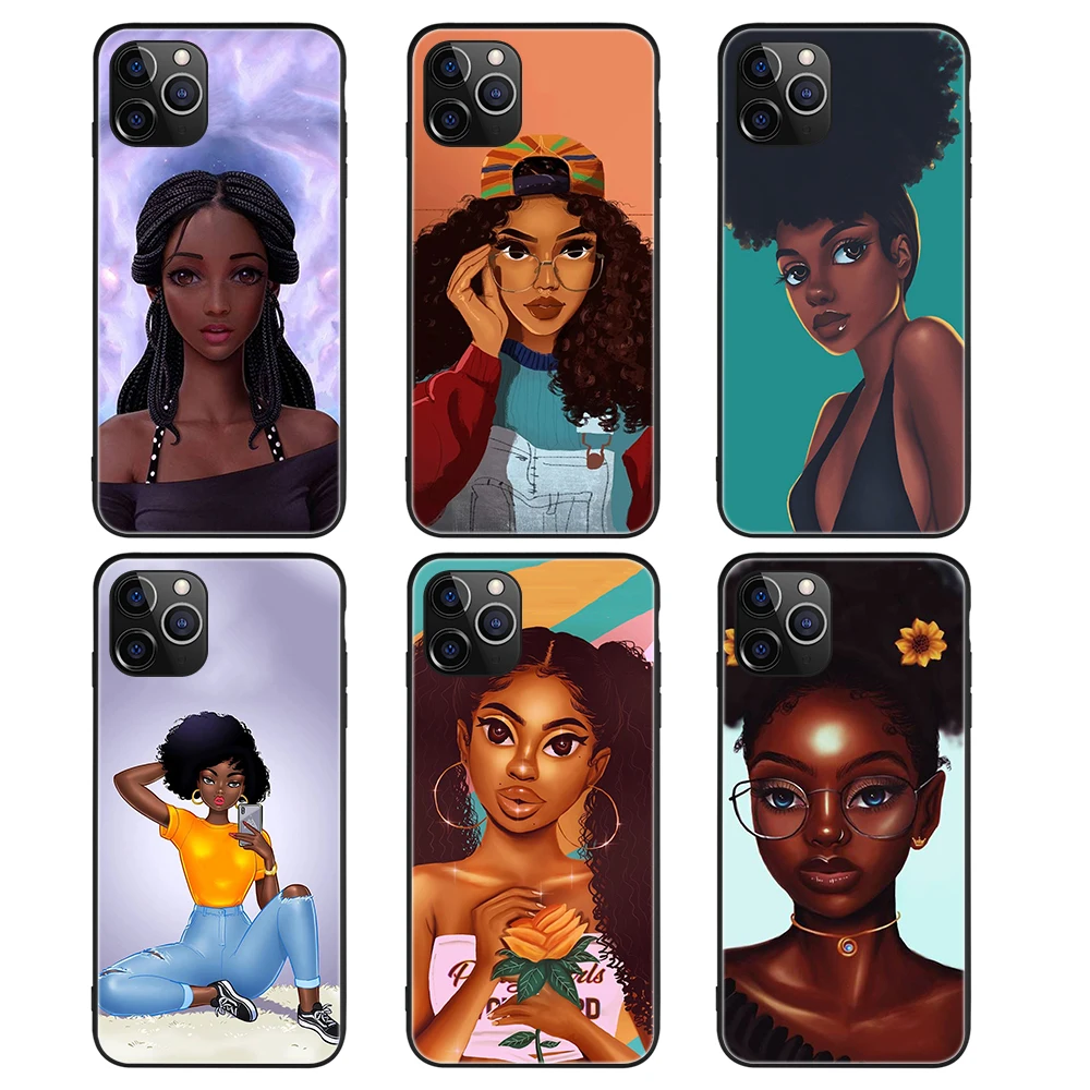 

Custom UV Print Africa Black Girl Shockproof Cover TPU Mobile Phone Case for Samsung A51 A71 Back Cover for iPhone 11Pro