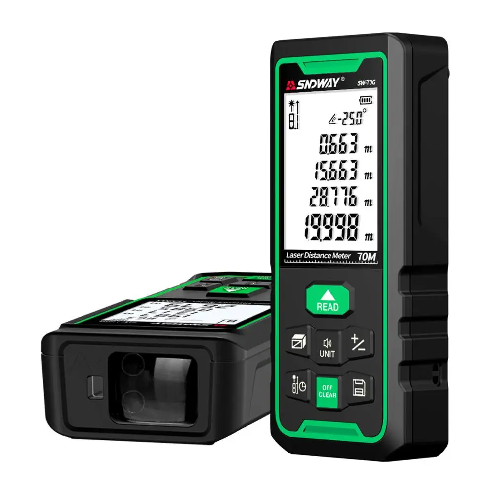 

SNDWAY 100m 70m 50m Range Finder Trena Tape Measure Electronic Level Ruler Roulette Laser Distance Meter Green Rangefinder
