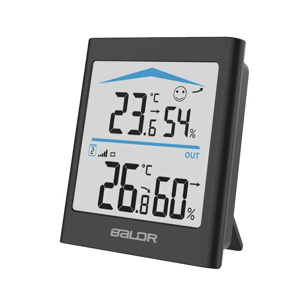 

BALDR B0135 Digital LCD Wireless Indoor Outdoor Thermometer Hygrometer Thermometers Wetterstation W/Sensor Temperature Gauge, White black