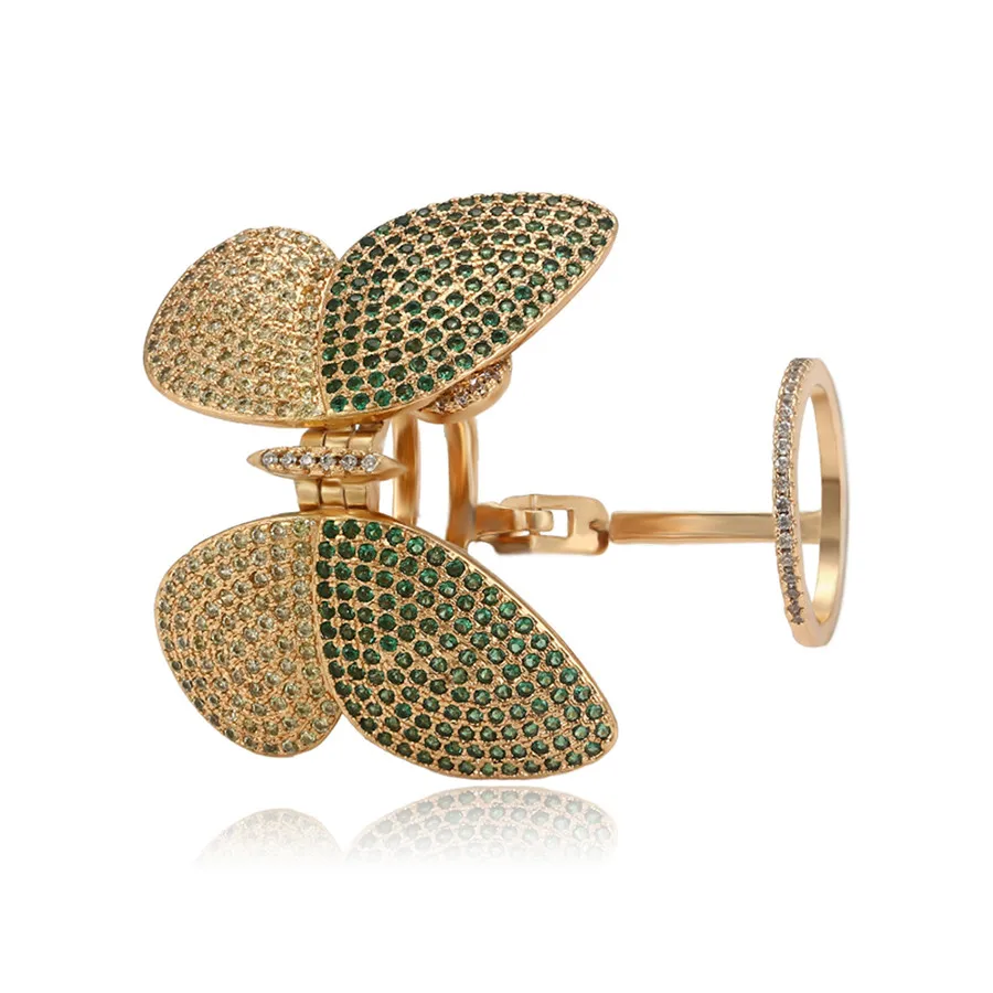 

A00605091 xuping jewelry saudi Arabia Luxury Fashion Elegant Dubai 18K Gold Plated Butterfly Diamond girl Ring, 18k gold color