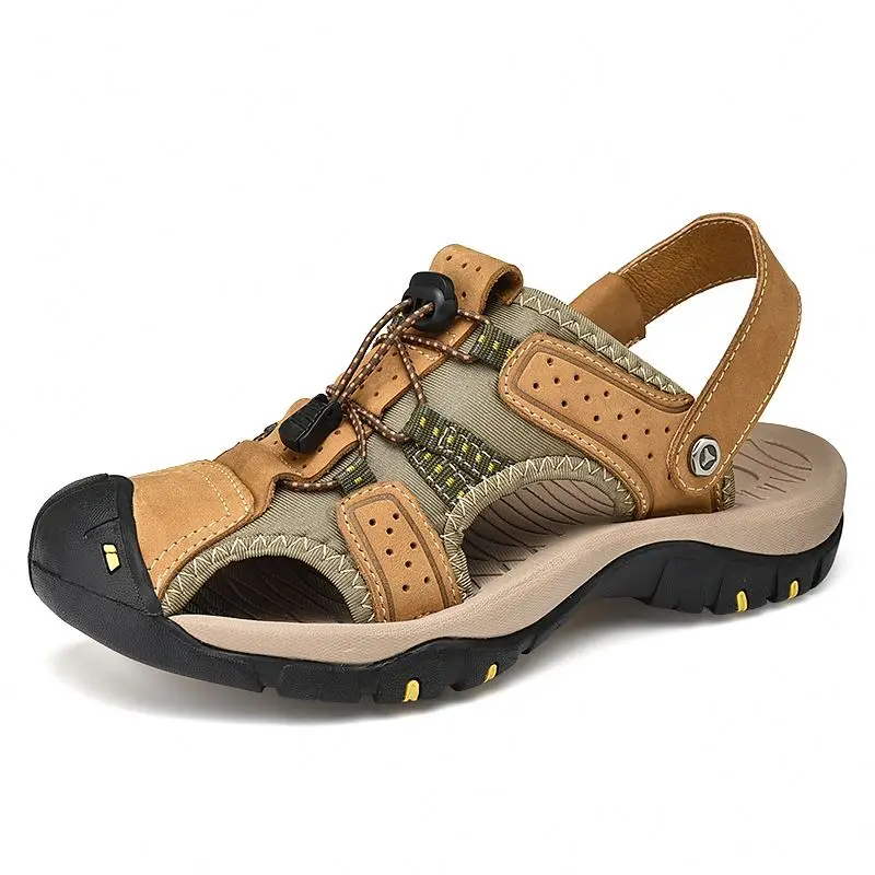 

New Outdoor sport barefoot beach Genuine Leather sandals men summer Man chaussure homme Male Flats