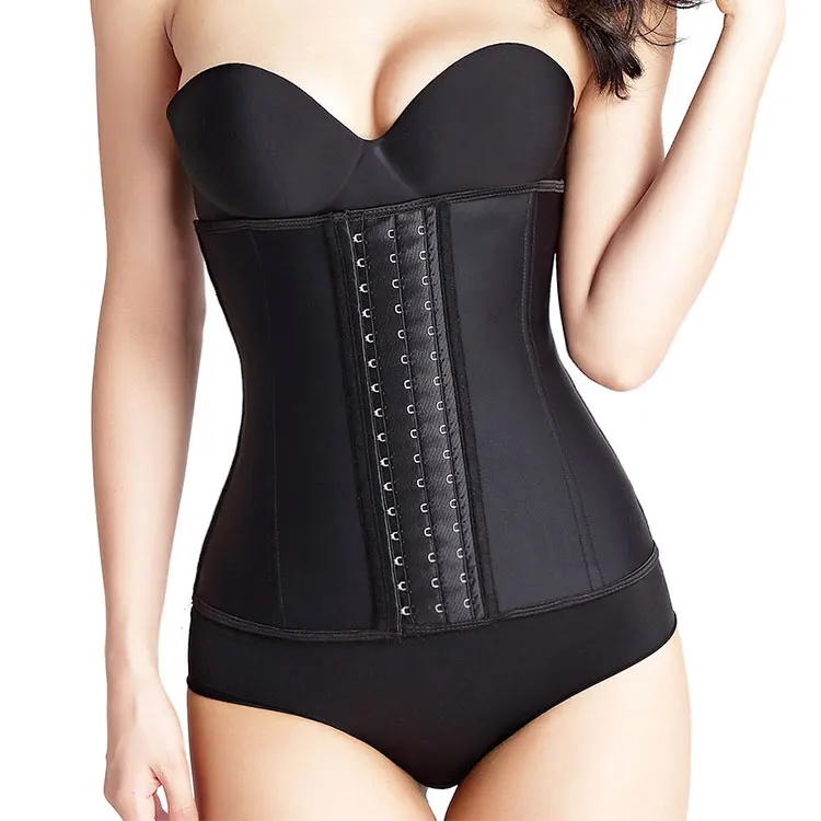 

Waist Trainer Dropshipping Plus Size Basic Style Waist Trainer 9 Steel Bone Latex Corset Sweat Women Shapers