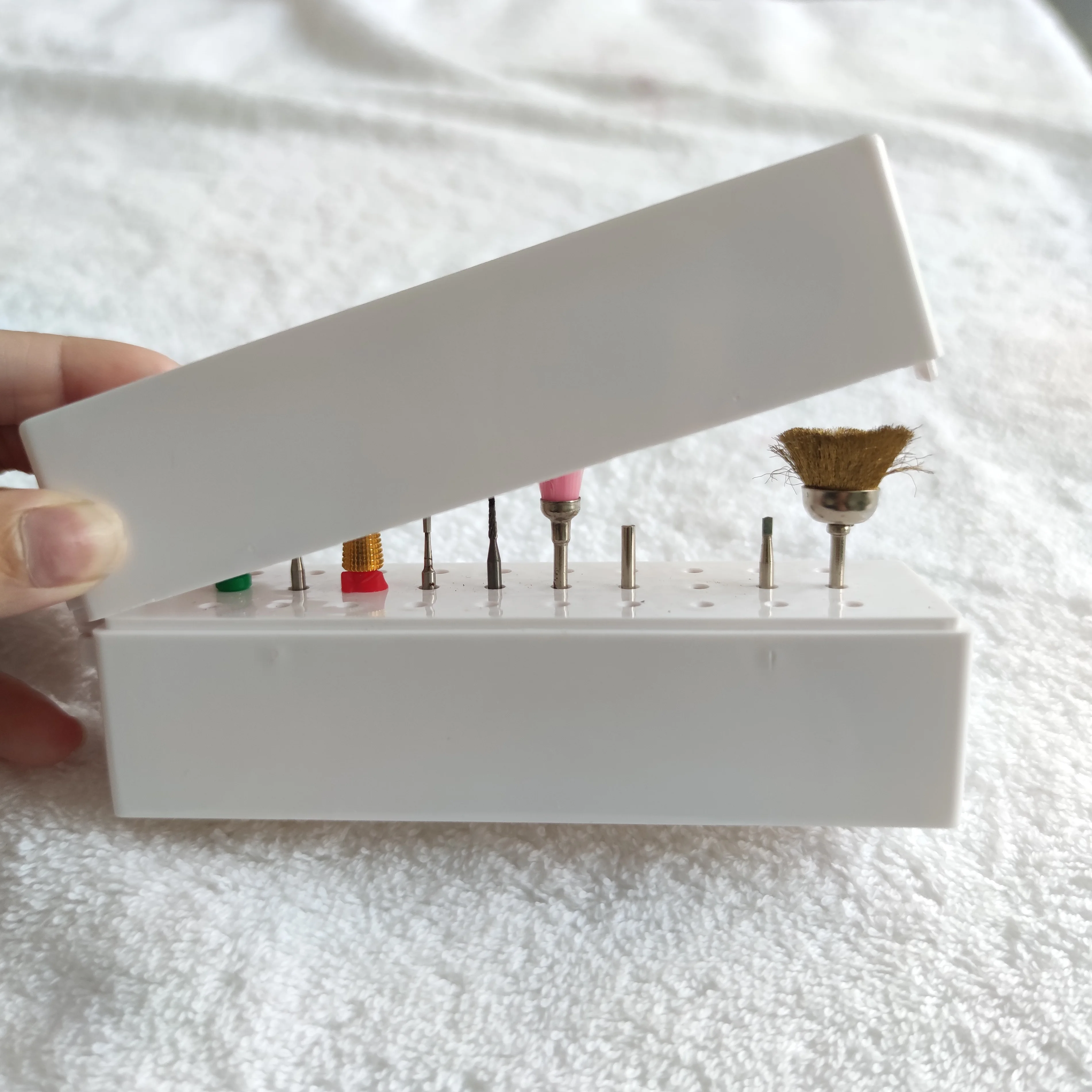 

New Arrival Empty 30 holes White Nail Drill Bits Holder Multicore Pedicure Bits Display Storage Box Case