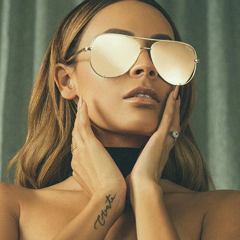 

wholesale fashion vintage driving oem uv400 custom logo flat top gold metal frame mirror pilot men women sunglasses sun glasses, Same as photo