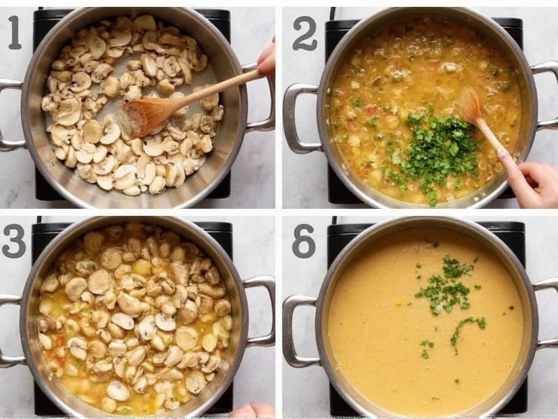 Step-by-step mushroom soup cooking process