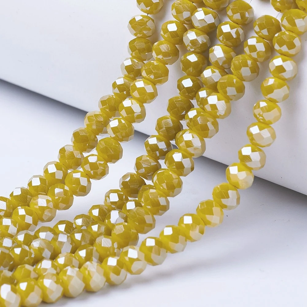 

PandaHall 6mm Pearl Luster Plated Yellow Electroplate Glass Beads