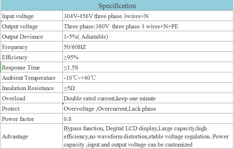 Sbw 400kva 380v 220v Ac Three Phase Servo Motor Control Automatic 