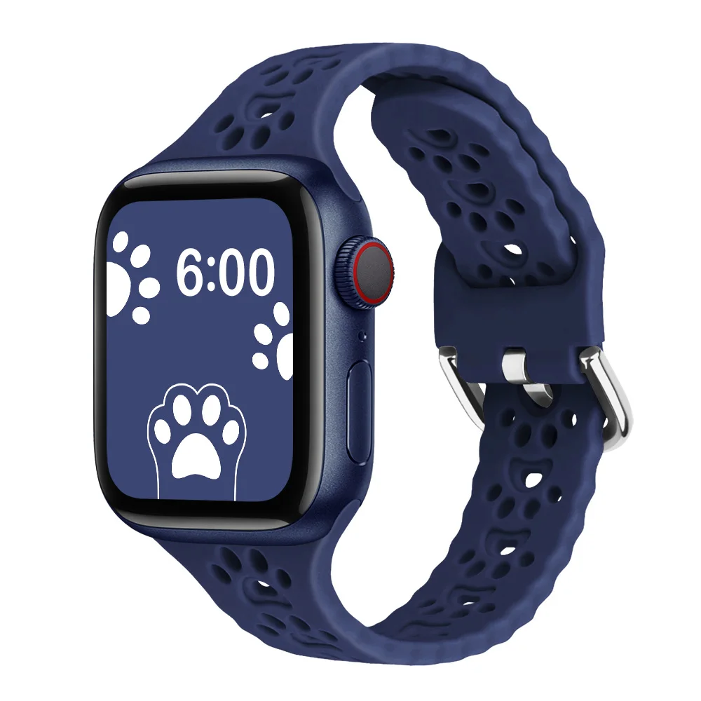 

Personalized Custom Silicone Band Cat Paw Hollow Watch Strap For Apple Watch Band Smart Watch Straps Fit for iWatch Series 7 6 5