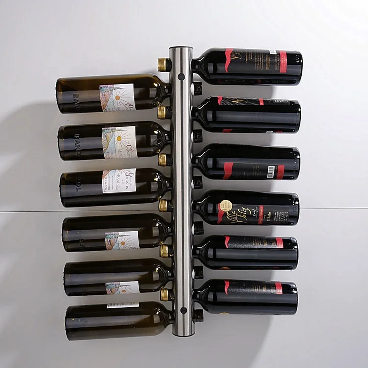 

12 Bottle Holder Shelf Bar Metal Stainless Steel Wall Mounted Horizontal Wine Rack
