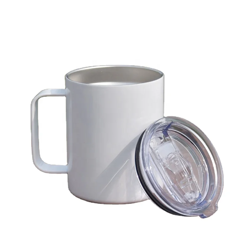 

12oz stainless steel double wall insulated vacuum coffee mug sublimation blank camping mug with handle, Optional