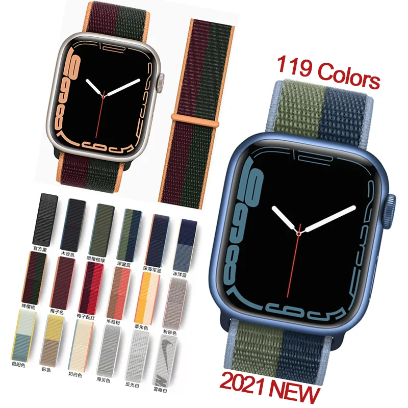 

Qiman High Quality Nylon iWatch Band Replacement Strap Nylon Loop Watch Band For Apple Watch Fabric nylon Strap for iWatch 7/6/5