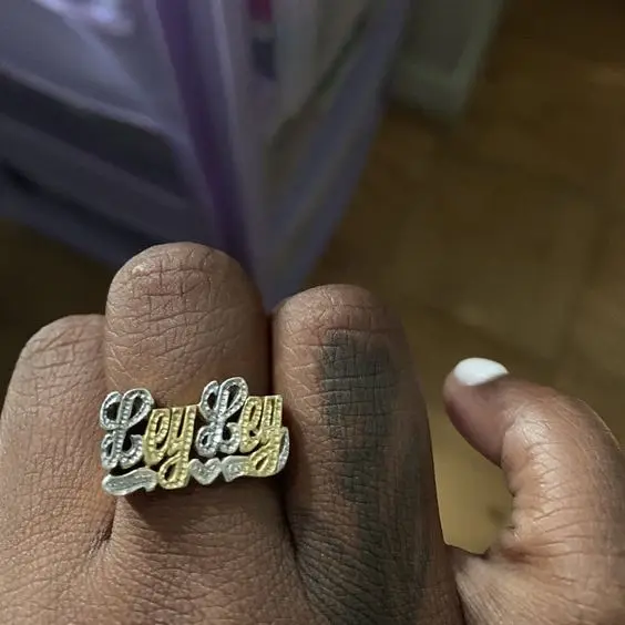 

2021 New Fashion Custom Name Rings Stainless Steel Adjustable Gold Color Women Ring Wedding Couple Rings for Girl Jewelry Gift, Gold, silver