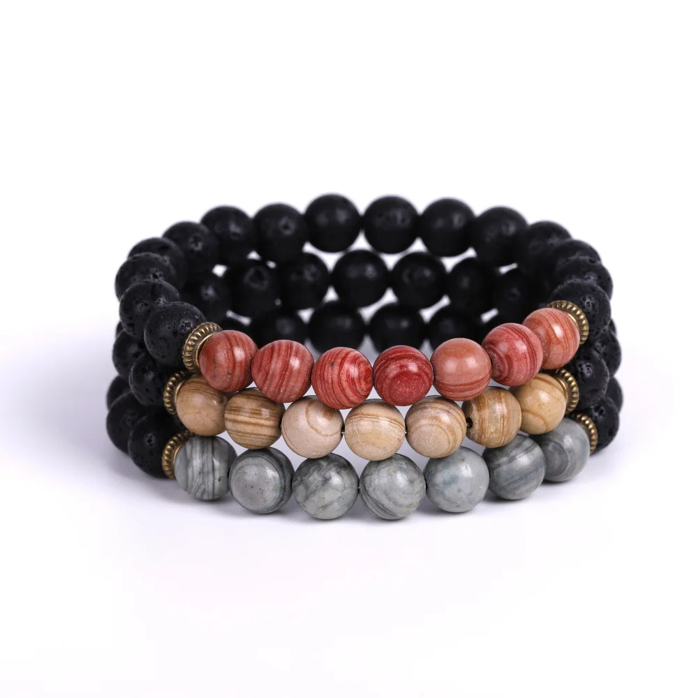 

New desgin nature Muslin volcanic beaded bracelet balance pearl reiki Buddha prayer volcanic stone wooden stone bracelet female, Picture