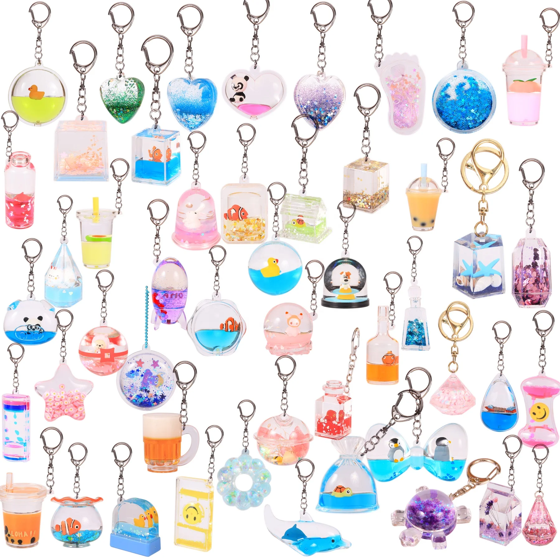 

Promotion Gifts Custom Glitter Keyring Tourist Aquarium 3D Custom Floating Keychain