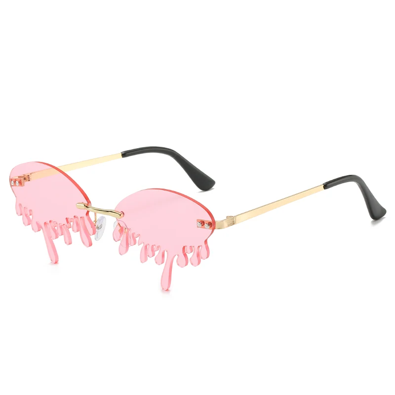 

sunglasses women teardrop fashion cute rimless shades custom designer luxury metal flame 2020 new arrivals sun glasses 77019, Mix color