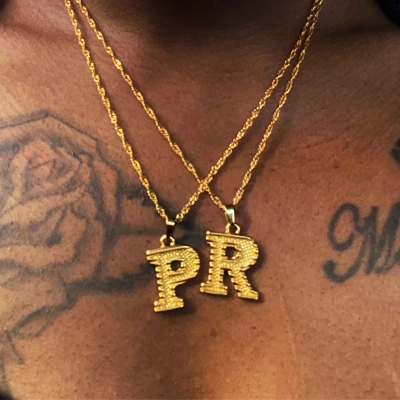 

Hot Sale Capital Letter Initial Necklace Stainless Steel Gold A-Z Alphabet Pendant Necklace