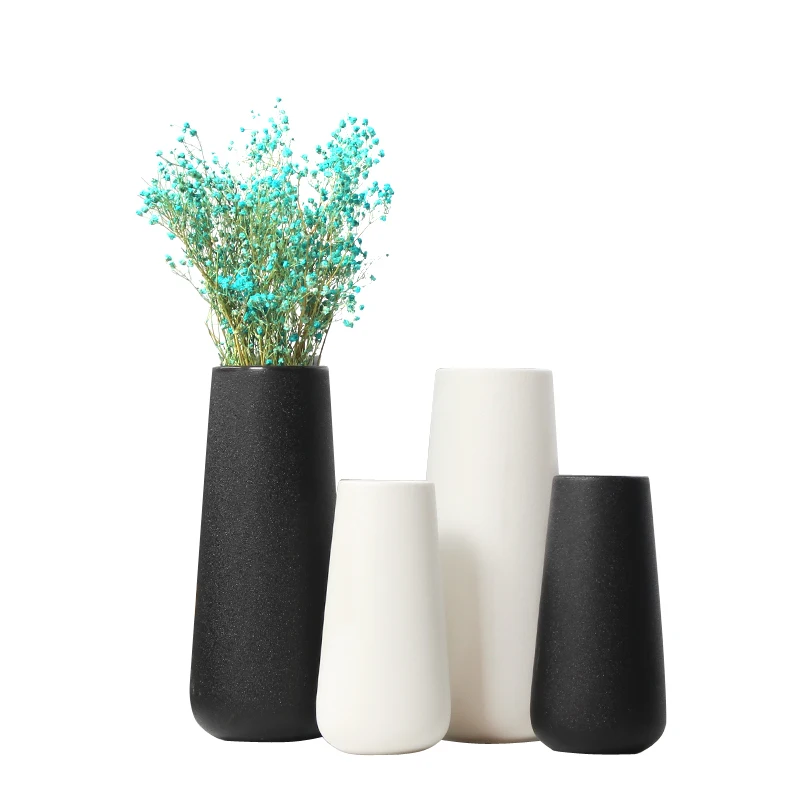 

Wholesale White Black Glazed Ceramic Porcelain Vase For Home Table Decoration