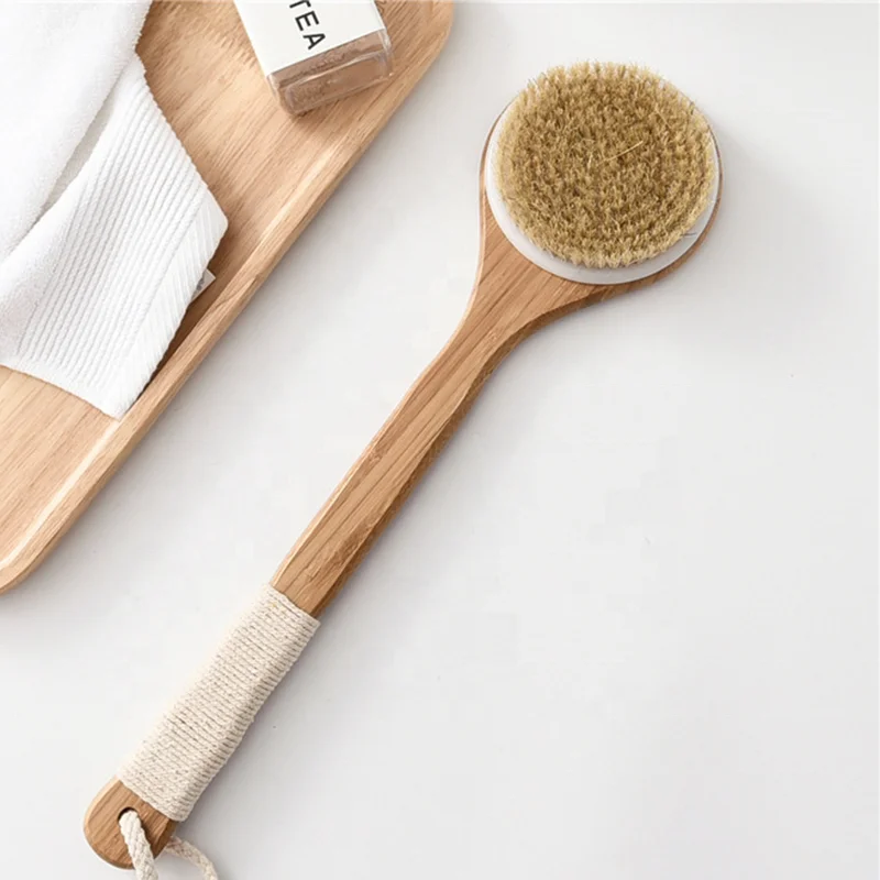 

Professional Custom Natural Bamboo Body Dry Boar Bristle Skin Clean Brush