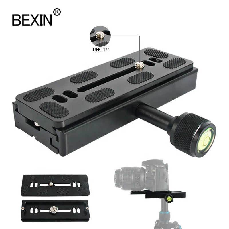

BEXIN 120mm long adjustable quick release plate clip Camera clamp tripod holder slider bracket mountingball head for arca swiss, Black