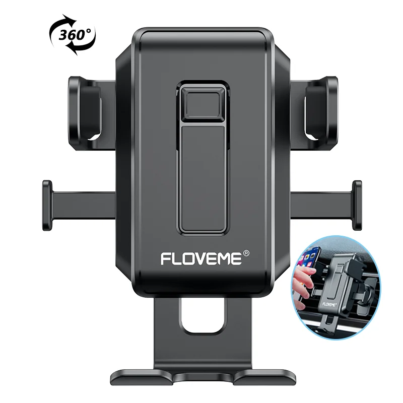

Free shipping 1 Sample OK FLOVEME Universal Phone Accessories 360 Rotation Silicone Design Car Air Vent Mount Cell Phone Holder, Black
