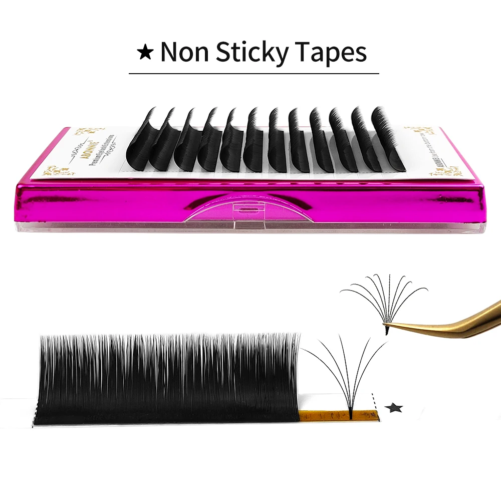 

Abonnie wholesale handmade silk lash extensions fans matte black cashmere easy fans professional fast fanning eyelash extention