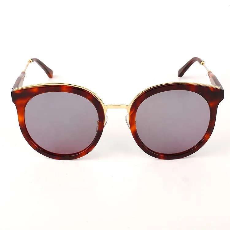 

New round tortoise acetate polarized metal oversized shades sunglasses