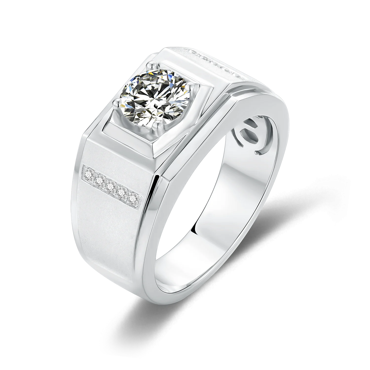 

Man diamond rings jewelry GRA Certificate free fire diamond men S925 Moissanite rings men's sterling silver rings, White