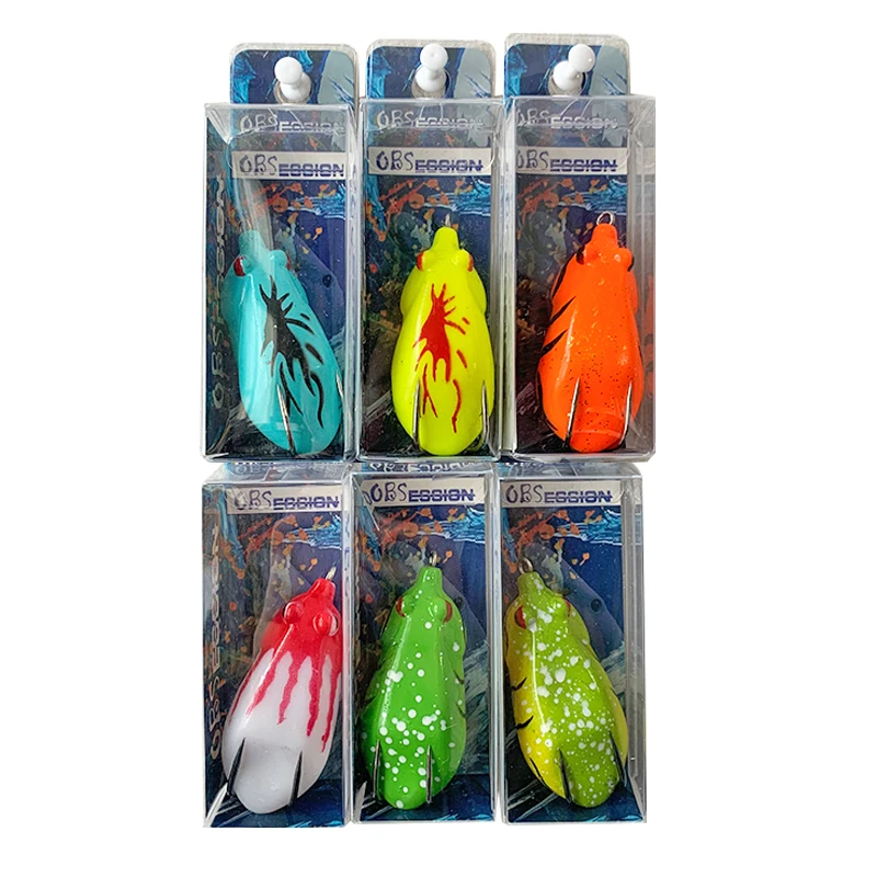 

BSG 13g 6cm New Silicone Lure Fishing Soft Frog lure Five Colors Fish Frog Lures Double Barbed Hooks Topwater Bait, 6 colors