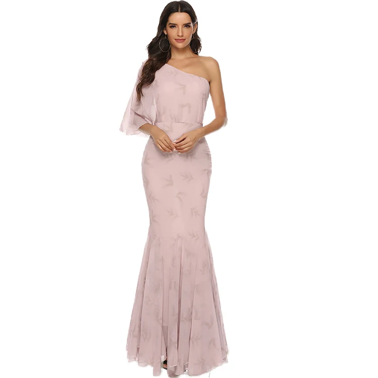 

2020 One Shoulder Elegant Mermaid Long Boho Maxi Wedding Dress