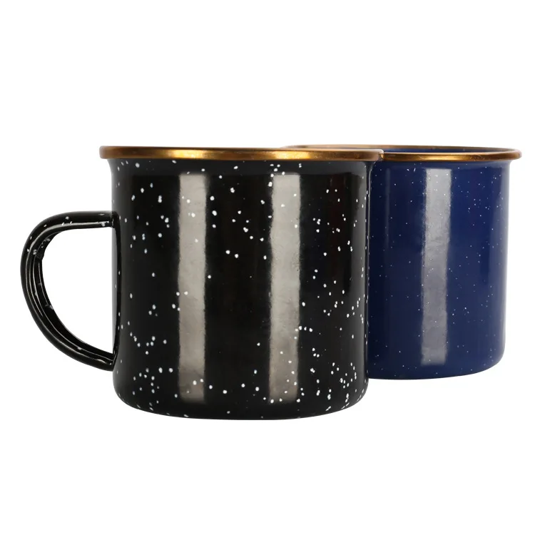 

Enamel Gold Stainless Steel Rim Cup Custom Printing Porcelain Wholesale Coffee Mug, Can be customized