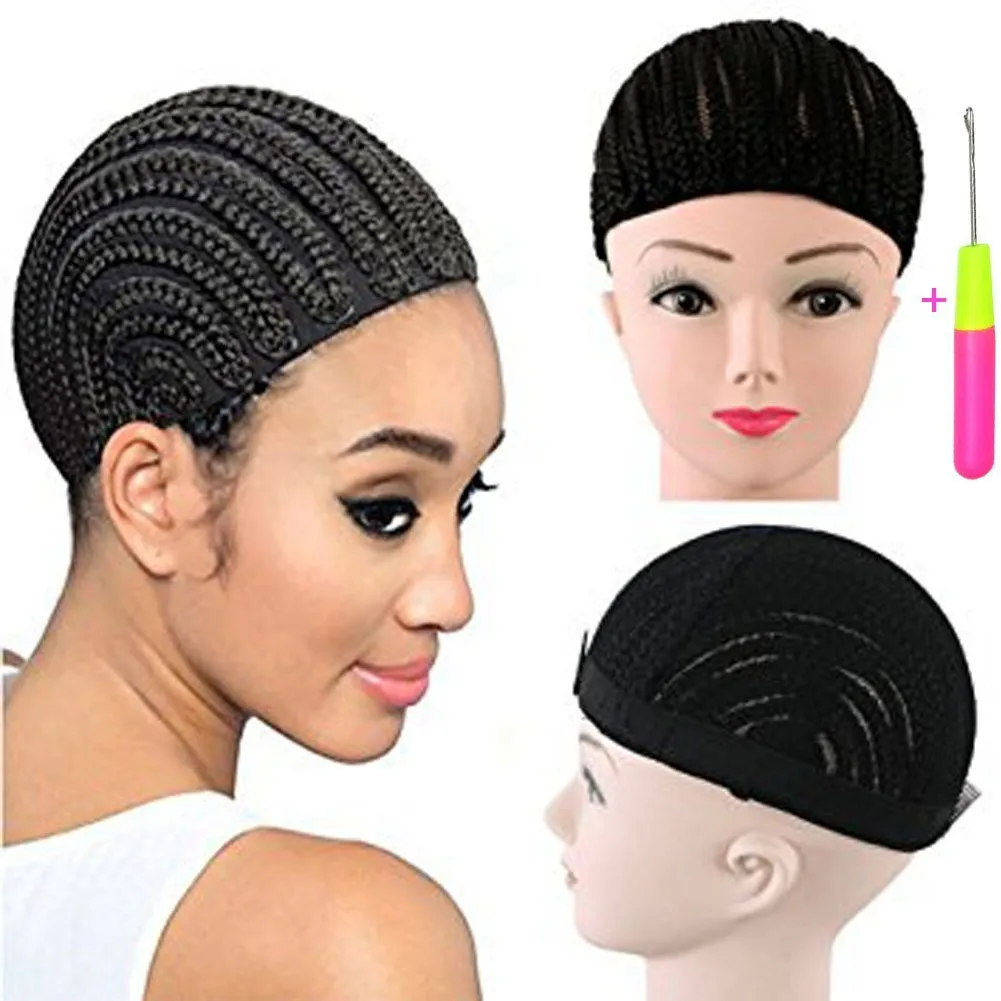 

Braided Wig Caps Crotchet Cornrows Cap Easier Sew for Making Wig Glueless Hair Net Wig Caps, Black
